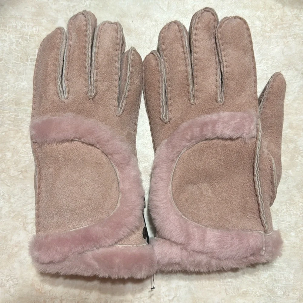 UGG, Sheepskin Exposed Seam Glove, Pink, NEW!!